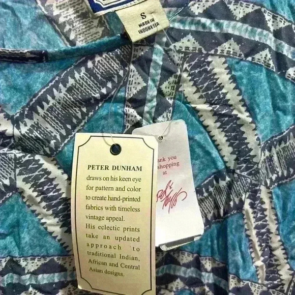 VINTAGE PETER DUNHAN FOR LUCKY BRAND v back short sleeve patterned shirt. small - Picture 6 of 6